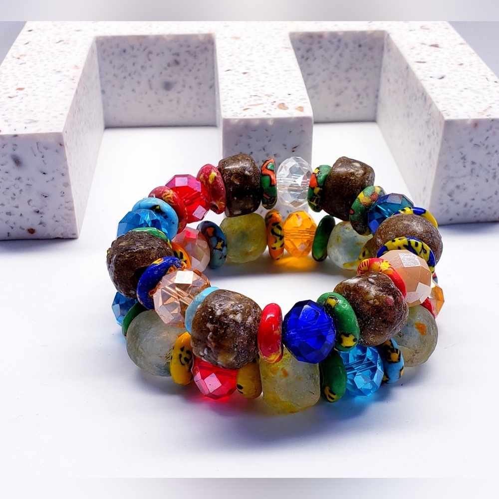 Handmade Beaded African Bracelet, Unisex #9 (2 pieces)